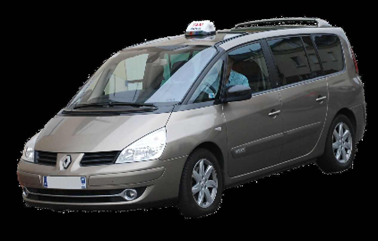 Taxi Renault monospace beige avec lumineux sur le toit